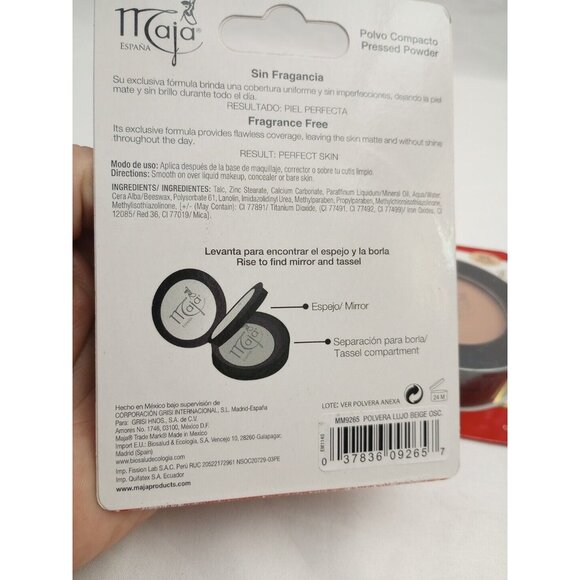 Maja Beige Oscuro Pressed Powder, Mirror and Tassel Compartment set of 2 Spain - Picture 8 of 8